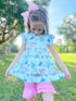 Girls Mouse Princess Glass Slipper Shorts Set with Matching Bow - Bowtism